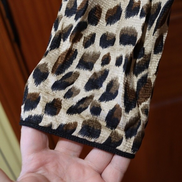 Adrianna Papell Safe Silk Leopard Print Vintage 3 Button Animal Print Blazer 10 - Picture 4 of 10